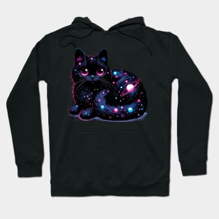 Kawaii Cosmic Cat in Stars Hoodie